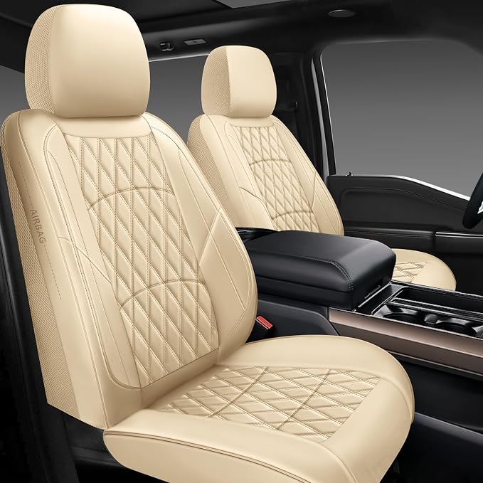 Universal Faux Leather Seat Covers — Full Set — Beige