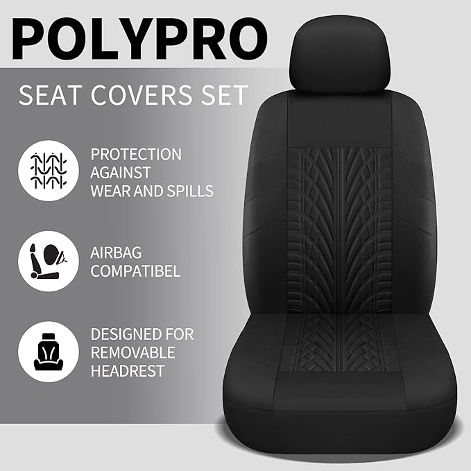 Universal Fabric Seat Covers — Full Set — Black