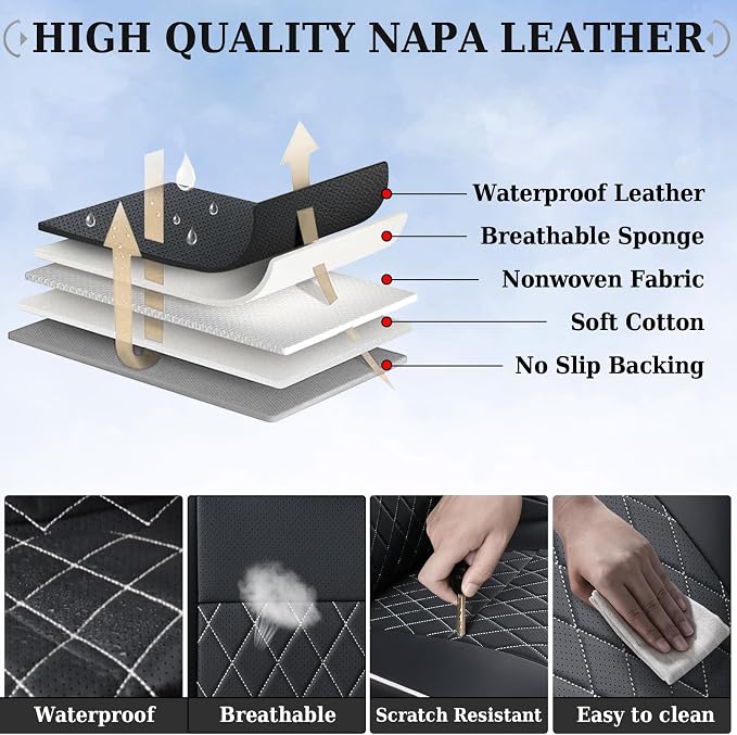 Faux Leather Seat Covers for Toyota Tacoma — Full Set — White