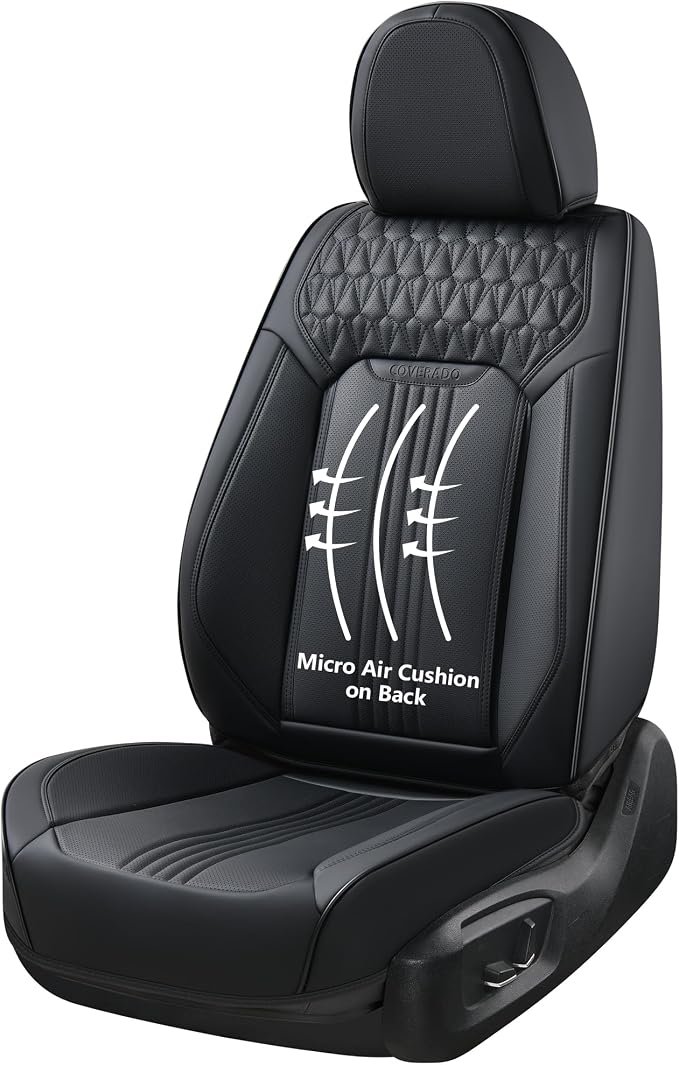 Universal Faux Leather Seat Covers — Front Seat — Black