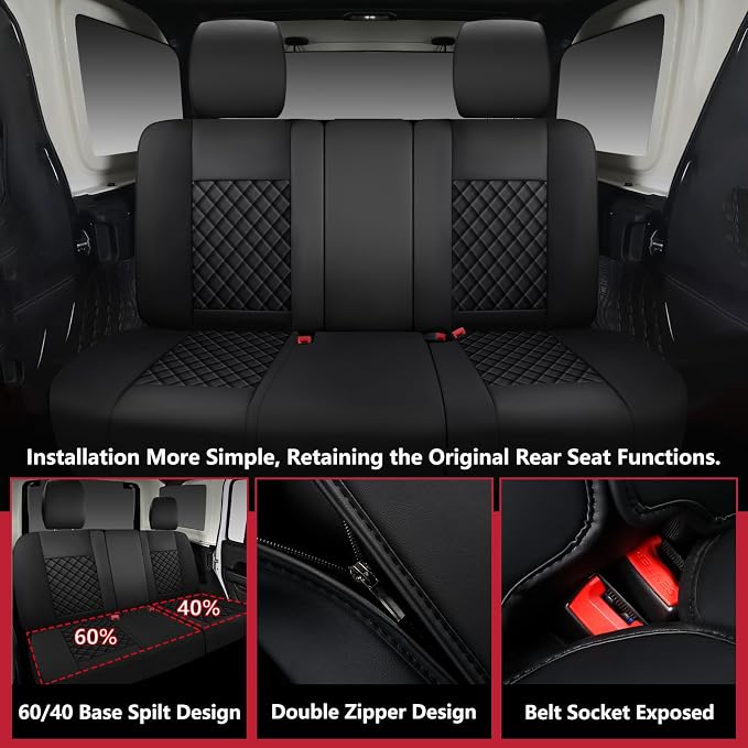 Faux Leather Car Seat Covers — Full Set — Black