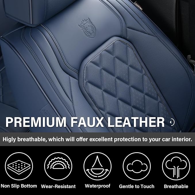 Universal Faux Leather Seat Covers — Front Seat — Blue