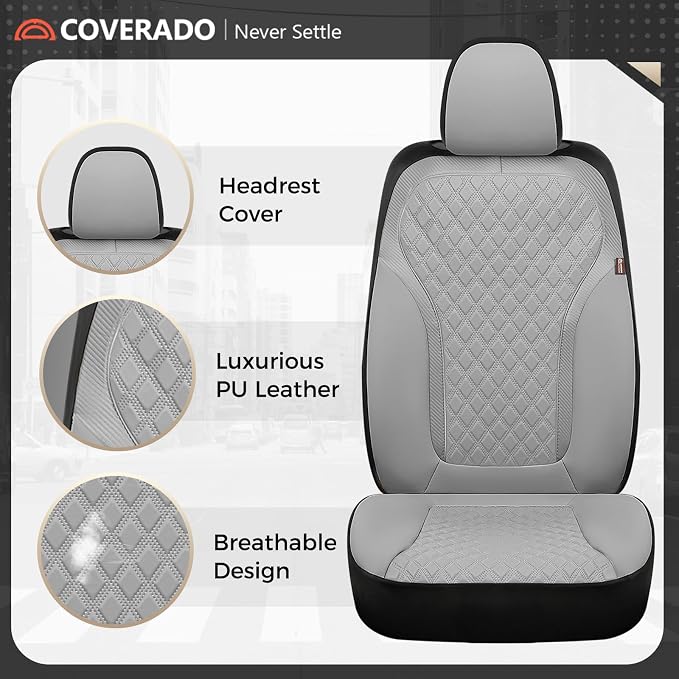 Universal Seat Covers — Front Seat — Gray