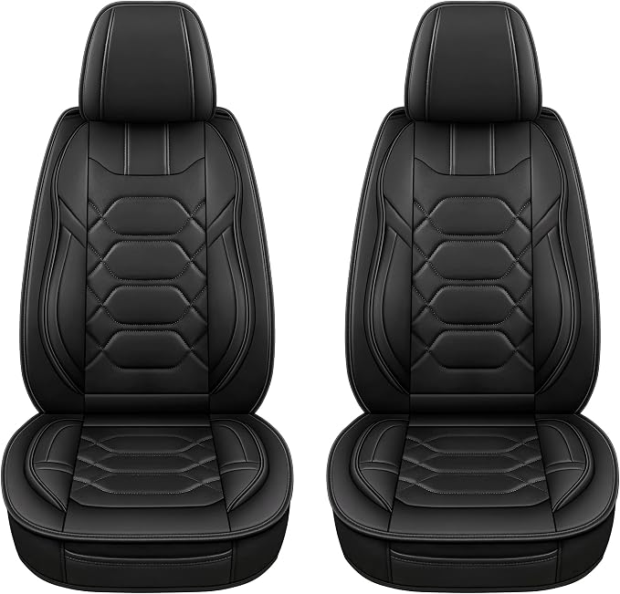 Universal Faux Leather Seat Covers — Front Seat — Black