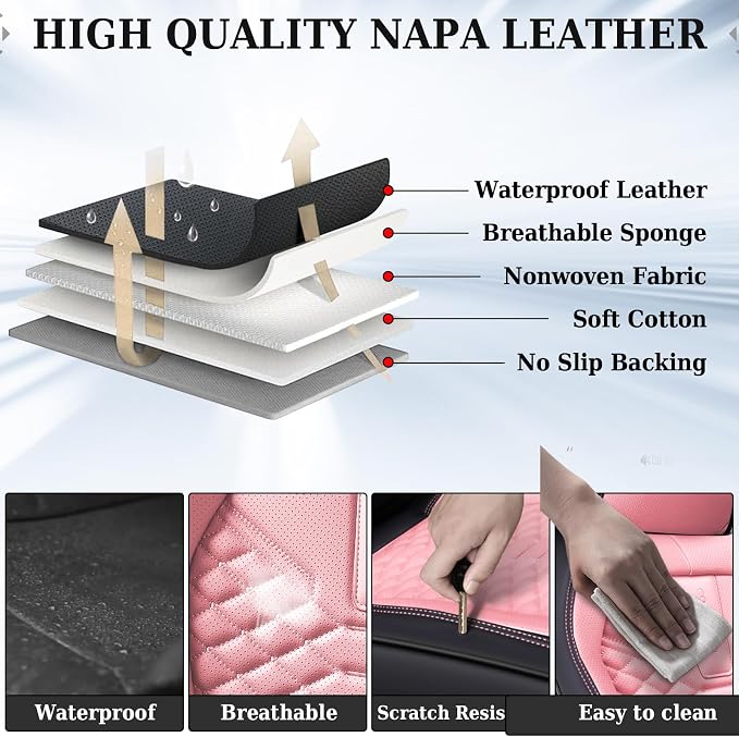 Universal Seat Covers — Front Seat — Black / Pink