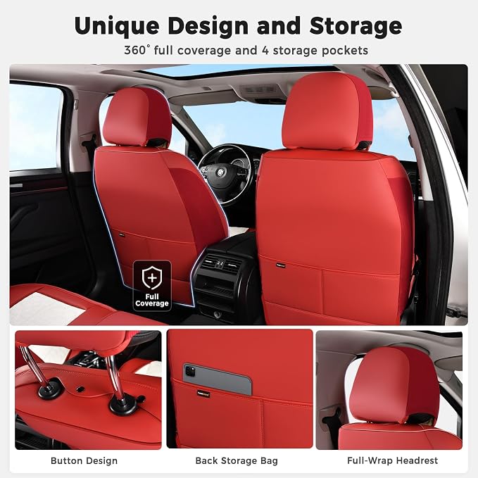 Universal Seat Covers — Full Set — Red / White