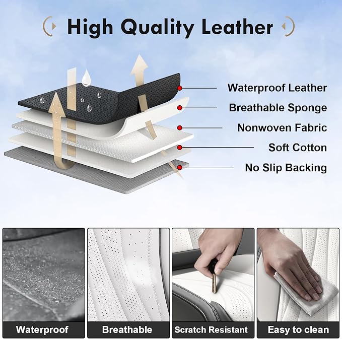 Universal Seat Covers — Full Set — Gray / White