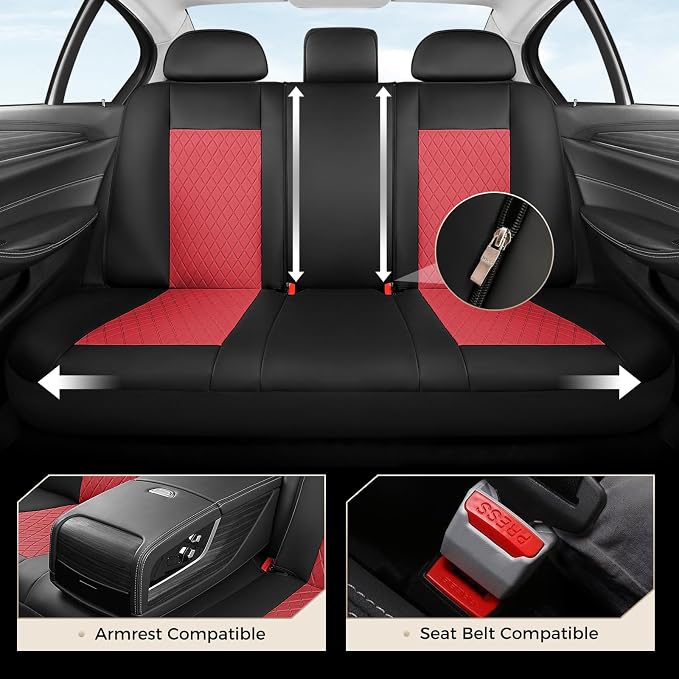Universal Seat Covers — Full Set — Black / Red