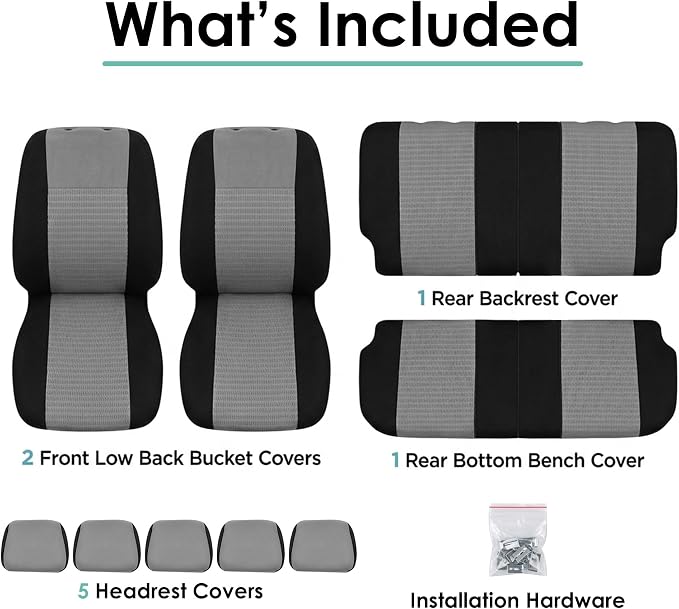 Universal Seat Covers — Full Set — Gray / Black