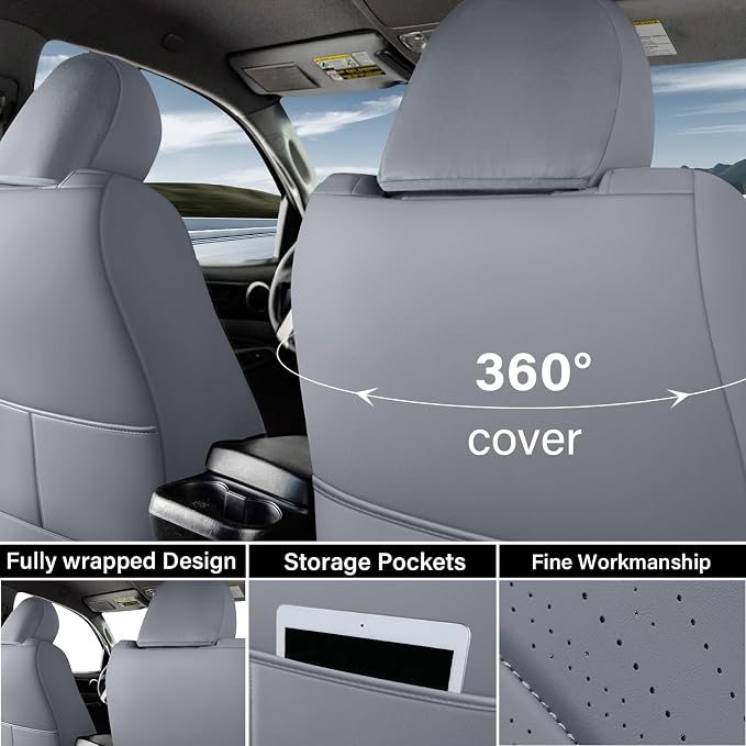 Faux Leather Seat Covers for Toyota Tacoma — Full Set — Gray