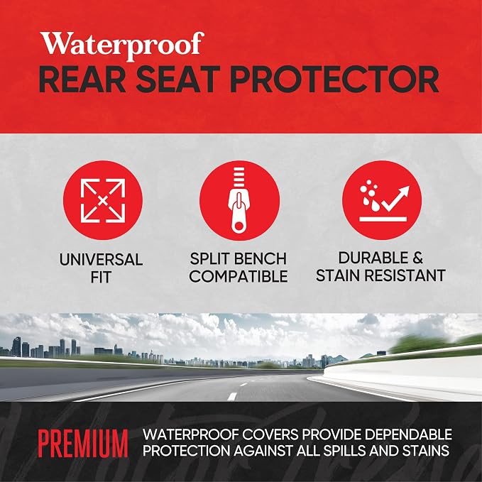 Pet Car Seat Protector — Rear Seat — Beige / Black