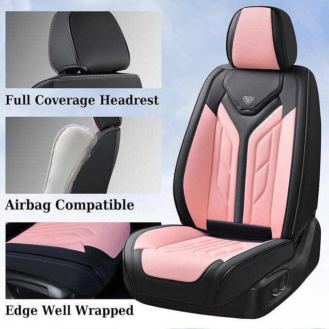 Universal Seat Covers — Full Set — Black / Pink
