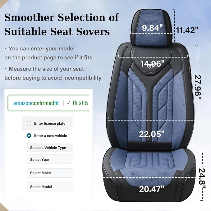 Universal Seat Covers — Front Seat — Black / Blue