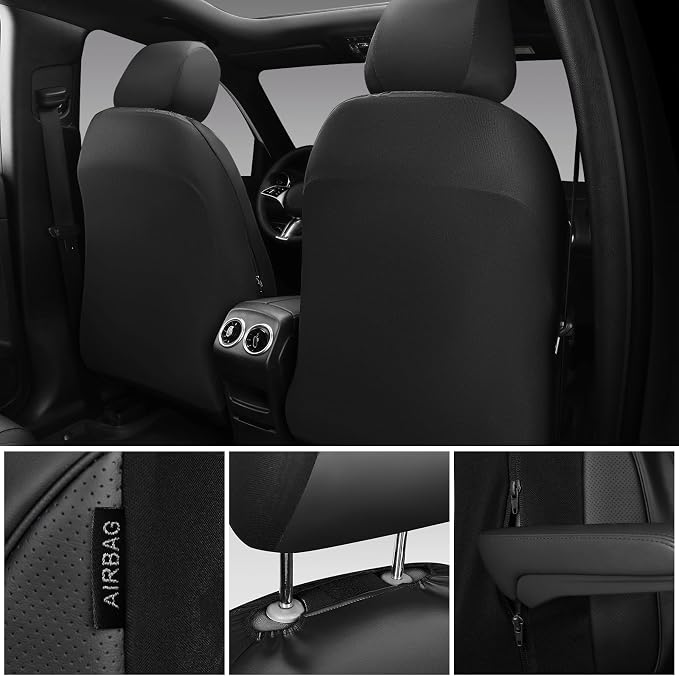 Universal Faux Leather Seat Covers — Front Seat — Black