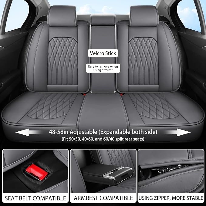 Universal Faux Leather Seat Covers — Full Set — Gray
