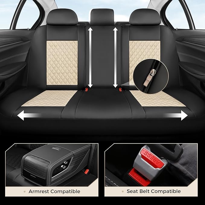 Universal Seat Covers — Full Set — Black / Beige