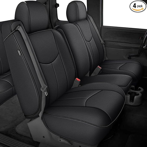 Faux Leather Seat Covers for Chevrolet Silverado / GMC Sierra — Full Set — Black