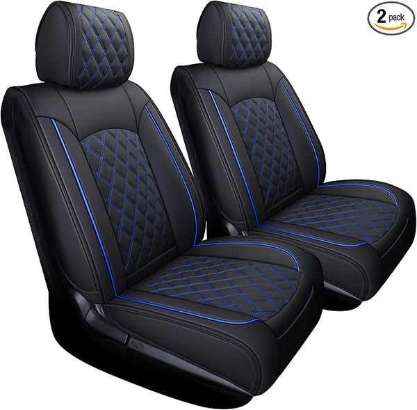 Faux Leather Seat Covers for Toyota Tundra — Front Seat — Black / Blue