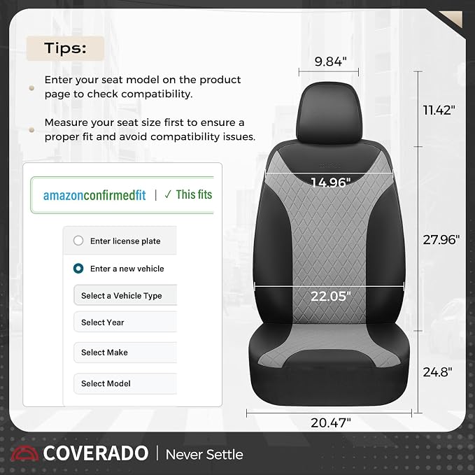 Universal Seat Covers — Full Set — Black / Gray