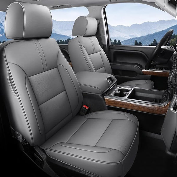 Faux Leather Seat Covers for Chevrolet Silverado / GMC Sierra — Full Set — Gray