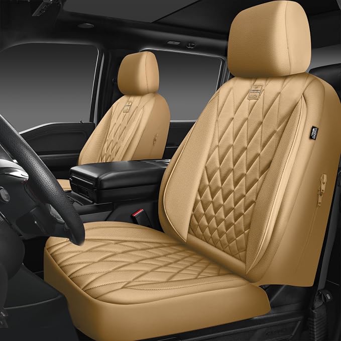 Universal Faux Leather Seat Covers — Full Set — Beige