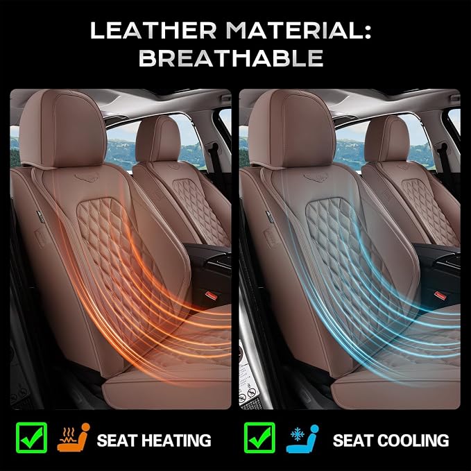 Universal Faux Leather Seat Covers — Front Seat — Brown