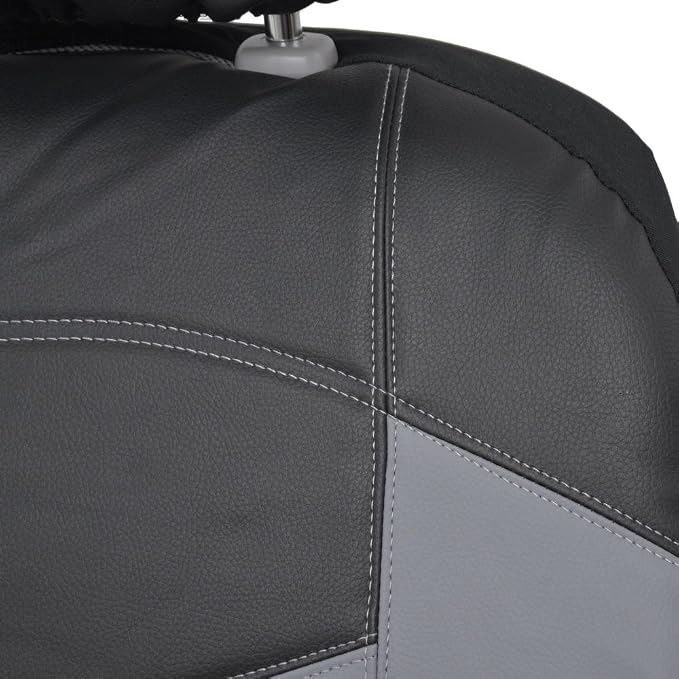 Faux Leather Car Seat Covers — Front Seat — Black / Gray