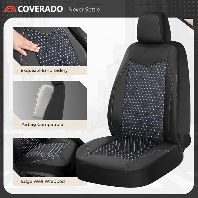 Universal Faux Leather Seat Covers — Full Set — Black