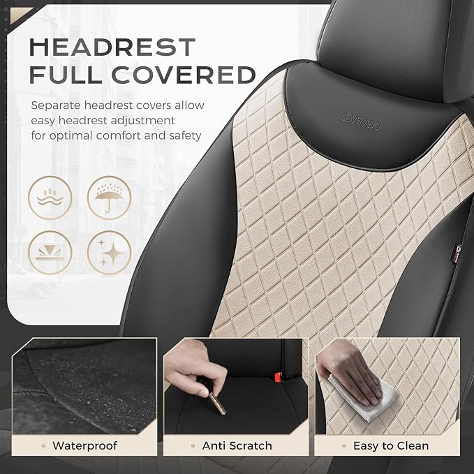 Universal Seat Covers — Full Set — Black / Beige