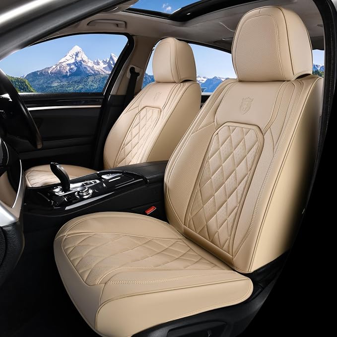 Universal Faux Leather Seat Covers — Full Set — Beige