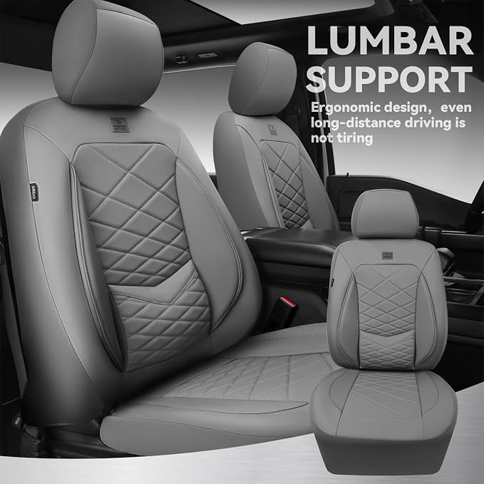 Universal Faux Leather Seat Covers — Full Set — Gray