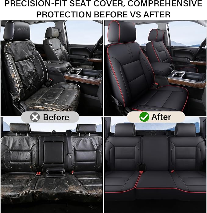 Faux Leather Seat Covers for Chevrolet Silverado / GMC Sierra — Full Set — Red