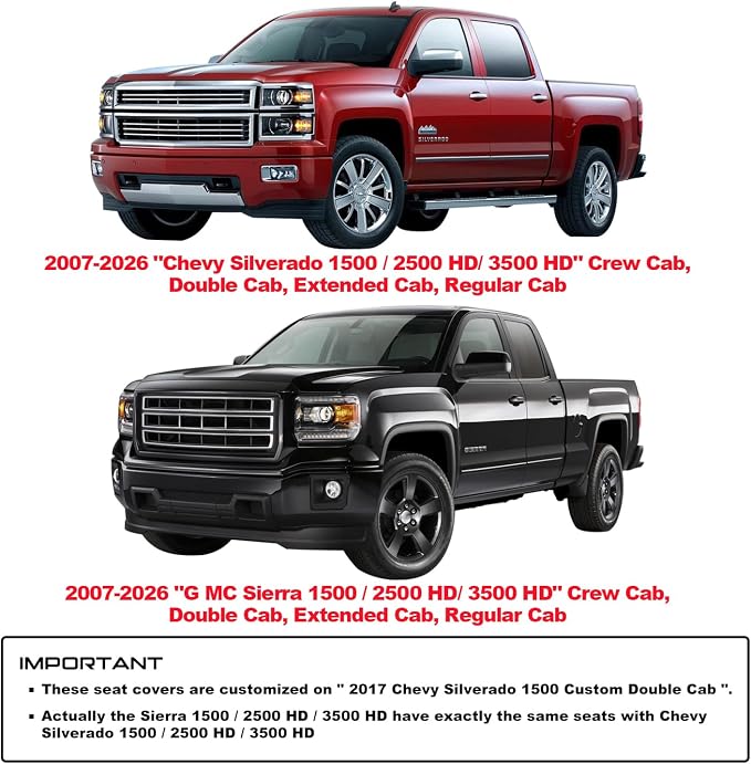 Faux Leather Seat Covers for Chevrolet Silverado / GMC Sierra — Front Seat — Black / Red