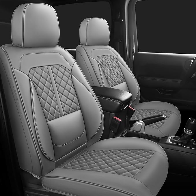 Faux Leather Car Seat Covers — Full Set — Gray