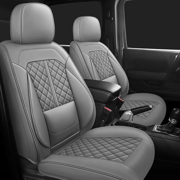 Faux Leather Car Seat Covers — Full Set — Gray