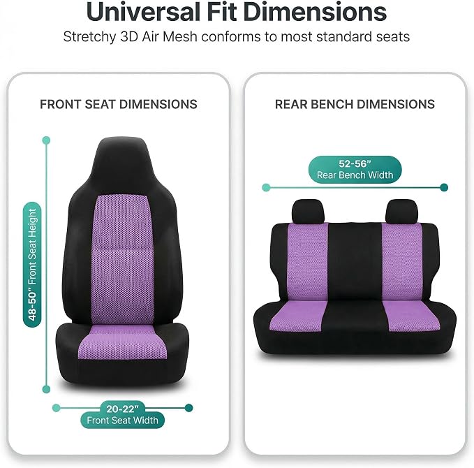 Universal Fabric Seat Covers — Front Seat — Purple
