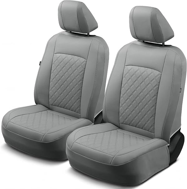 Faux Leather Seat Covers for Multiple Vehicles — Front Seat — Gray