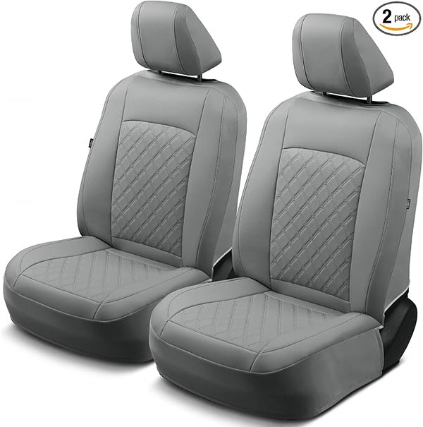 Faux Leather Seat Covers for Multiple Vehicles — Front Seat — Gray