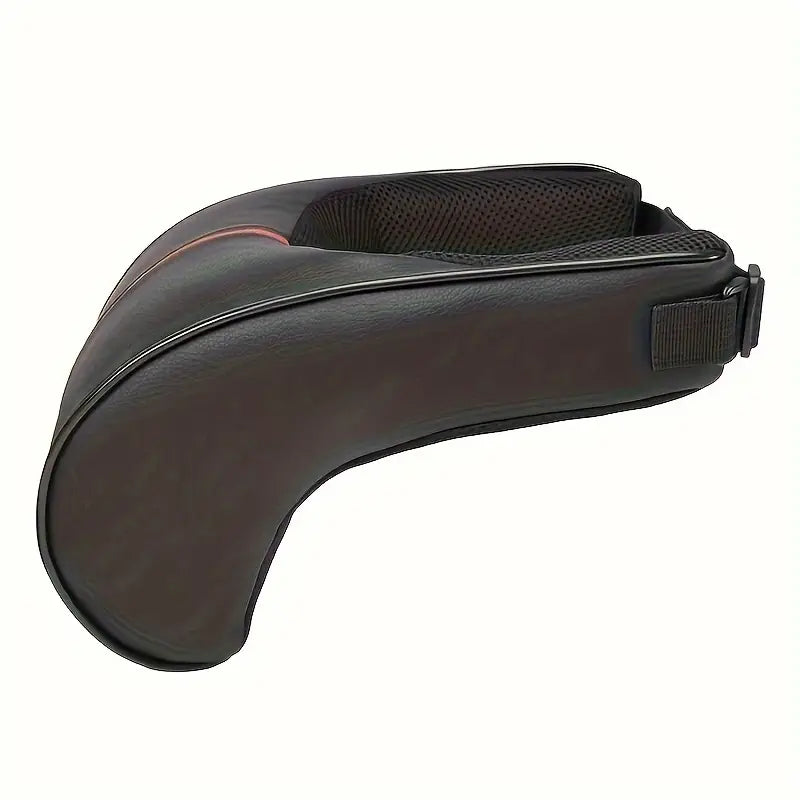 1pc Faux Leather Car Memory Foam Headrest Pillow Comfortable For Long Driving 7a46312f-6e50-45d8-80ca-de6314b2089c