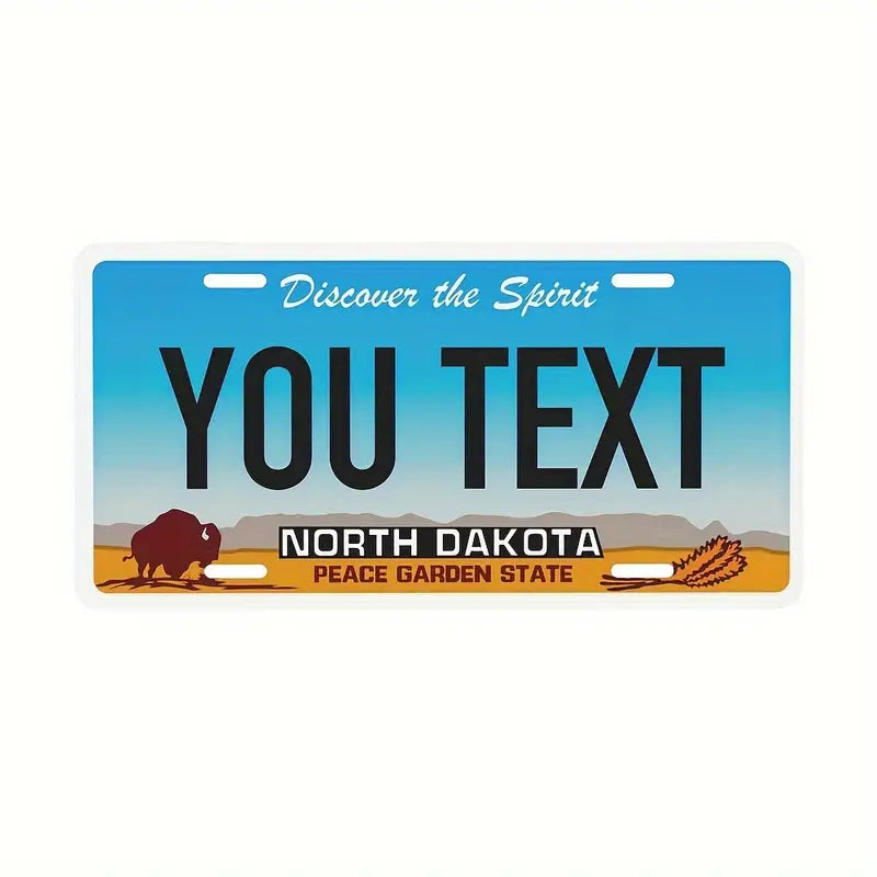 Vintage-Style Aluminum License Plate - Customizable Metal Car Tag Perfect for Front or Rear Display, 6x12 Inches North Dakota 6''x12'' 15cm*30cm 7cdc09f9-2442-4127-b4c9-e1ec6d93c4ba