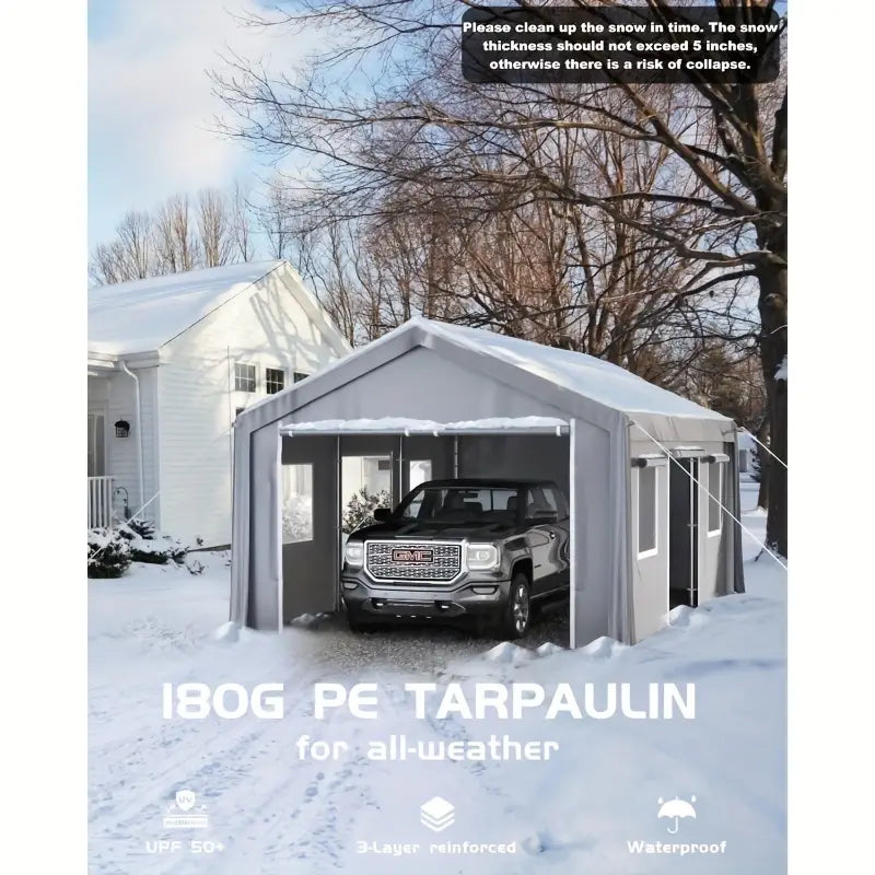 13'x20' Heavy Duty Carport With Roll-up Ventilated Windows & Doors, 8 Legs Gray 13'x20 7f5485c8-d6d9-4bac-9fde-3f73f5389593