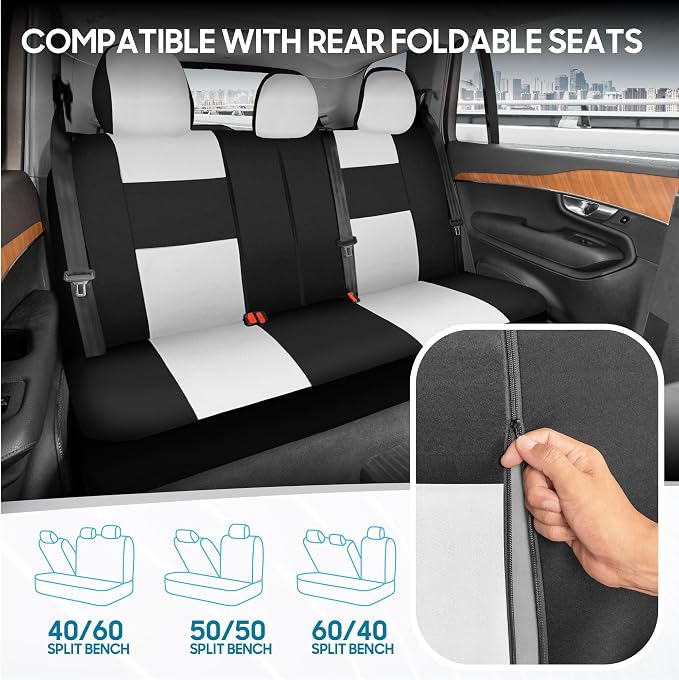 Car Seat Covers — Full Set — White / Black