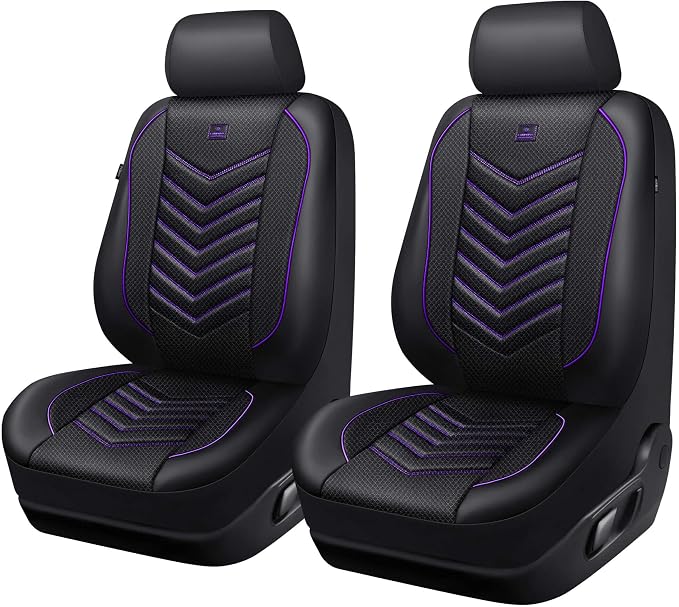 Universal Fabric Seat Covers — Front Seat — Black / Purple