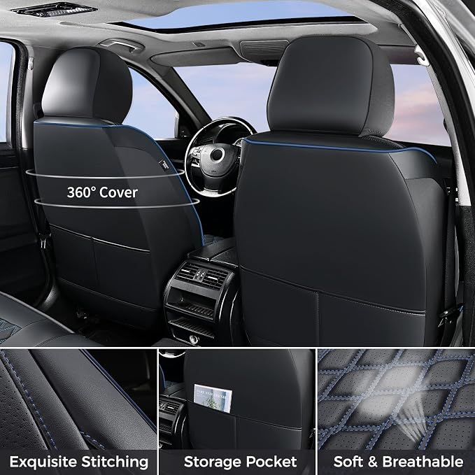 Seat Covers for Jeep Wrangler — Full Set — Black / Blue