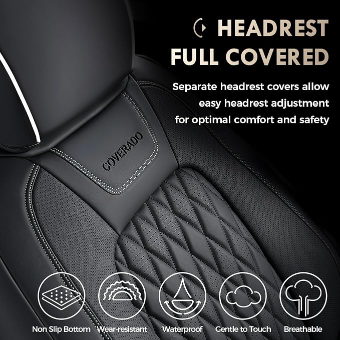 Seat Covers for Multiple Vehicles — Front Seat — Black / White