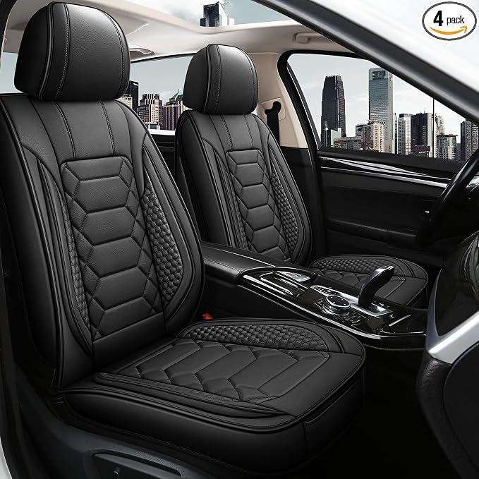 Universal Faux Leather Seat Covers — Full Set — Black