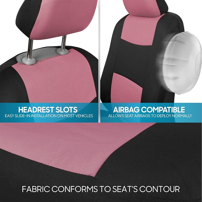Car Seat Covers — Full Set — Pink / Black