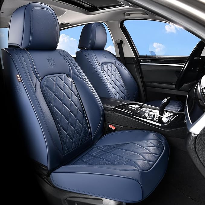 Universal Faux Leather Seat Covers — Front Seat — Blue