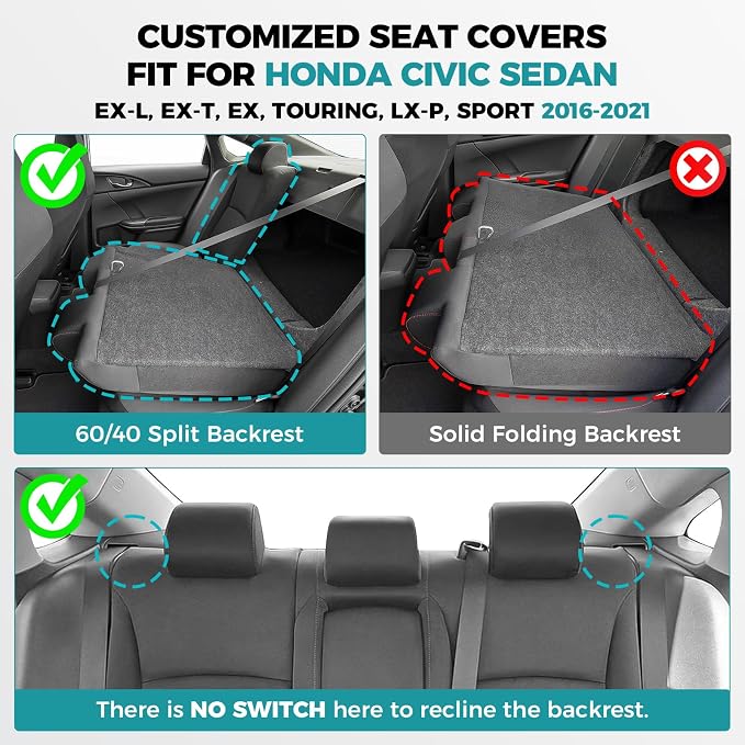 Faux Leather Seat Covers for Honda Civic — Full Set — Black