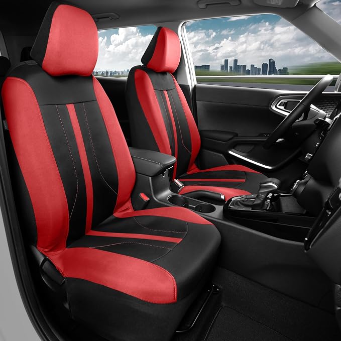 Fabric Car Seat Covers — Front Seat — Red